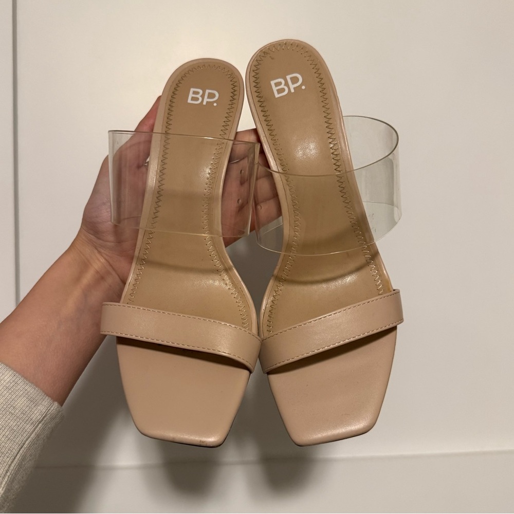 BP Women's Tan & Clear Block Heels